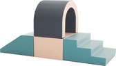 Soft Play speelset Tunnel pastel - foam blokken set met trap en glijbaan