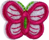 Vlinder Strijk Embleem Pstch Roze Wit 3 cm / 2.5 cm / Roze Wit Groen