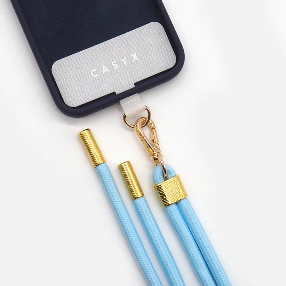 Casyx - "Iced Blue" telefoonkoord - telefoonkoord universeel - telefoonketting - telefoon accessoires ketting - unisex - Design