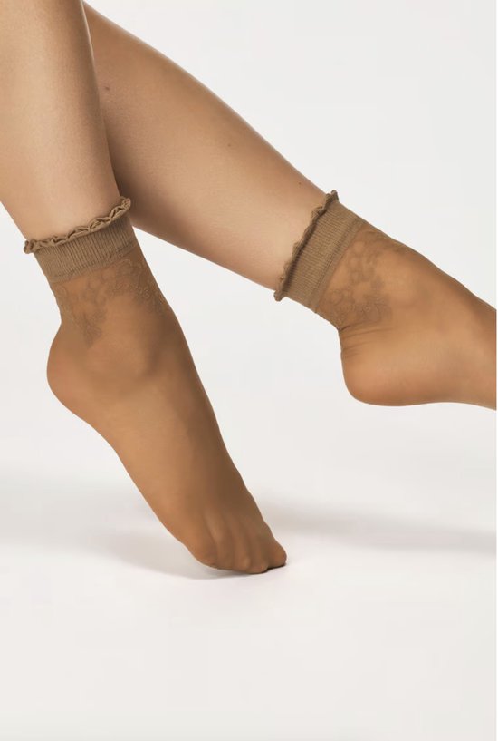 Gabriella Collants chaussettes Bea 20DEN avec motif, taille unique, blanc - Polyamide - Elasthanne - Collants chaussette - Femme - Bande élastique - Uni