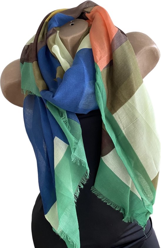 Dames sjaal lang met print 180/85cm 9185 Green