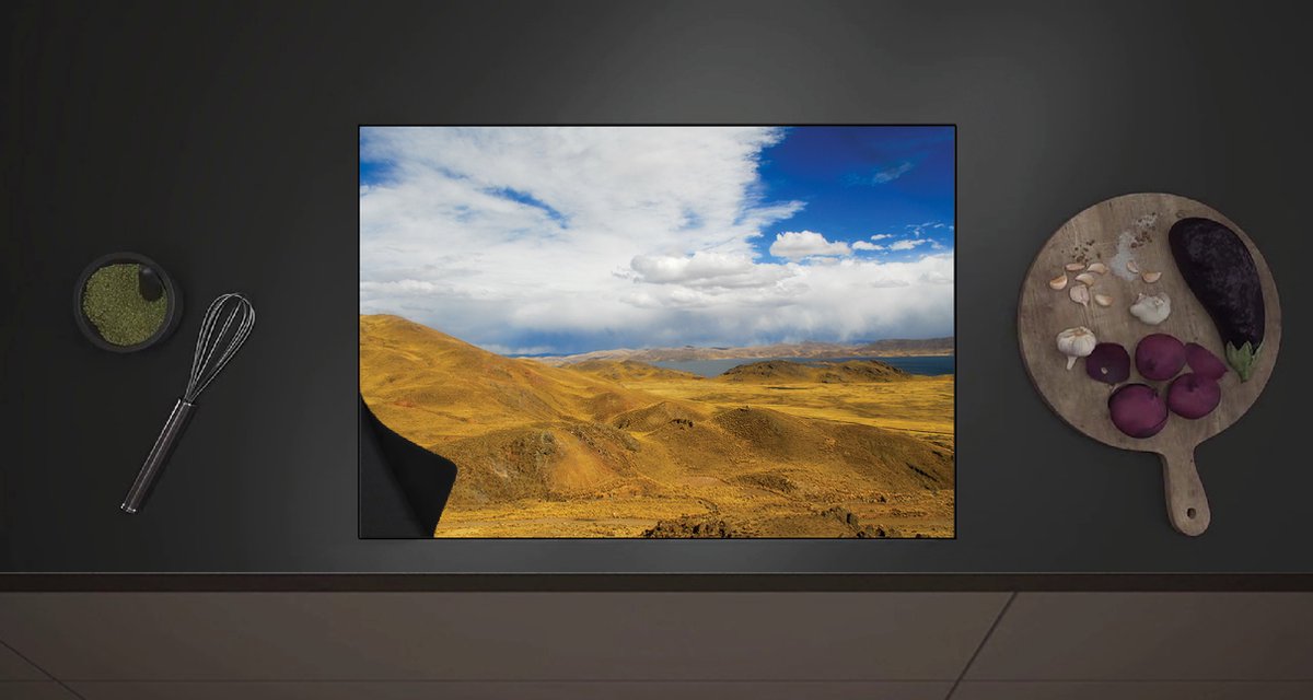 Inductieplaat Beschermer - Geel Berglandschap onder Wolkenveld in Peru - 70x52 cm - 2 mm Dik - Inductie Beschermer met zwarte kern