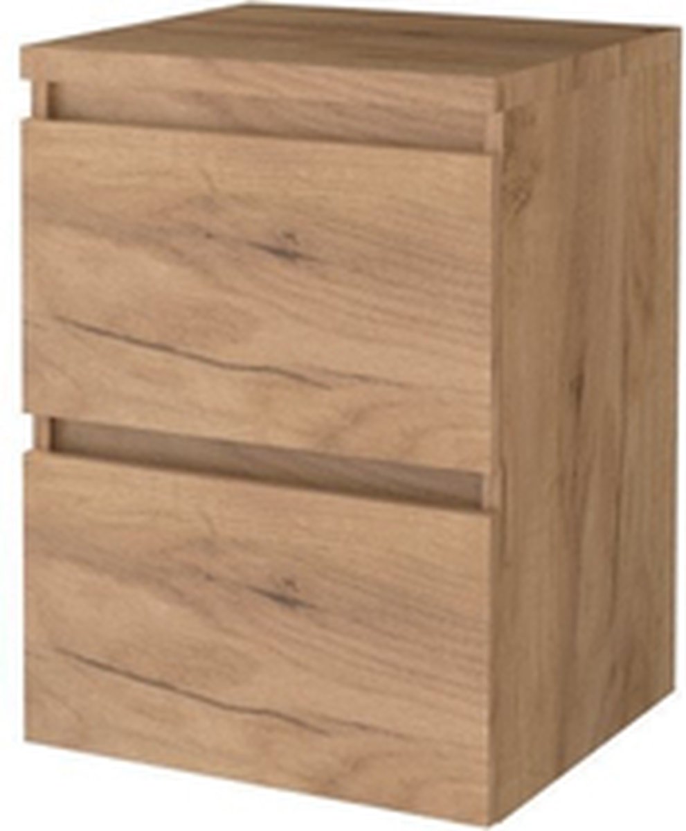 Basic-Line Start 46 badkamermeubelset - 50x46cm - greeploos - 2 lades - wastafelblad - MFC Whisky Oak