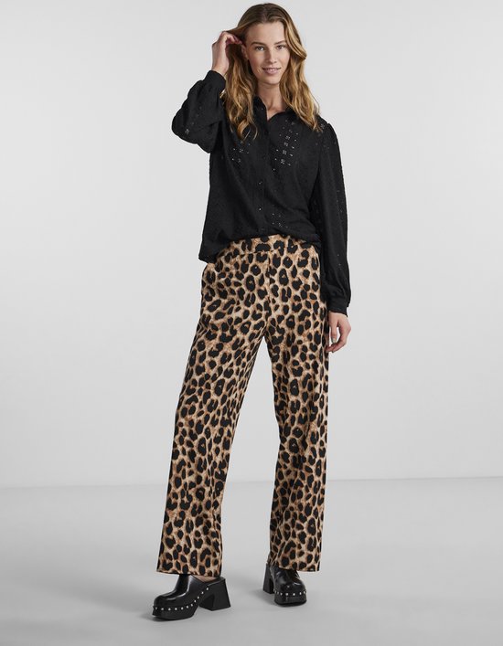 PIECES wide leg regular waist pantalon grijsbruin