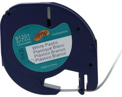 Dappaz - Dymo Compatible Label tape 91201 Zwart op Wit - 12 mm x 4 m - Geschikt voor Dymo LetraTag Labelprinter - S0721610 - 1 stuk
