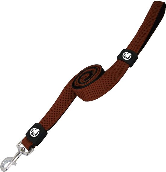 DDOXX Hondenriem Air Mesh 120 cm | handlus | voor kleine & grote honden | vele kleuren & maten | Leiband hond | Leiband klein | Leiband puppy groot | Bruin, XS