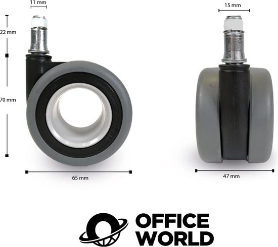 Topstar Bureaustoelwielen Harde Vloer Wielen Set 5 Stuks Voor Sitness Rs Stiftdiameter 11 Mm Roldiameter 65 Mm Zwart 752485503