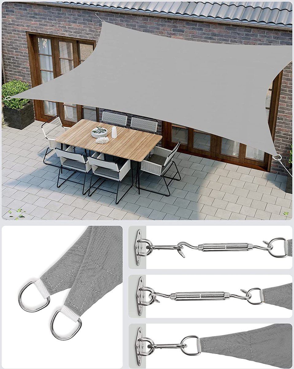 waterafstotend, concave, zonwering, Sun Protection, Wind Protection, Zonnezeil_ 3 x 4 m - donker grijs