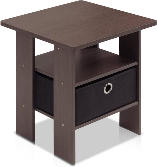YMYNY Nachttafel, Nachtkastje, Bijzettafel, Houten Banktafel, met