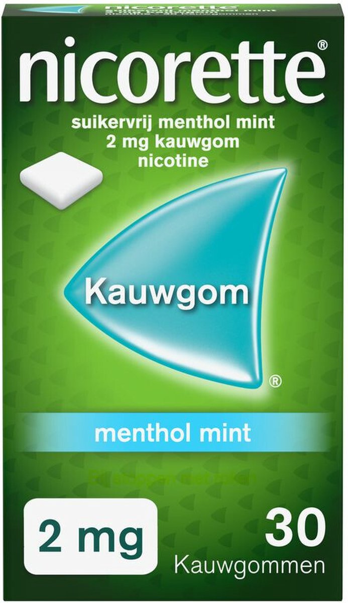 Nicorette Suikervrij Kauwgom Menthol Mint 2mg - 3 x 30 stuks