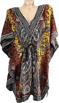 Kaftan - Tuniek - Jurk - Middellang - Bruin - Maat One size (152)