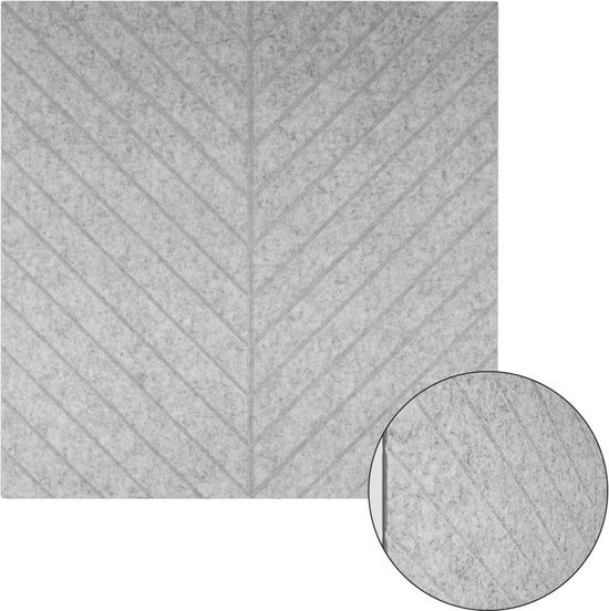 Panneau acoustique mural feutre PET - 100x100cm - Motif chevrons Gris clair