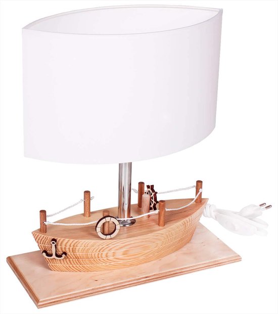 Lampe de chevet - Lampe de bureau - Lampe enfant - Navire - Naturel - Wit - Créatif