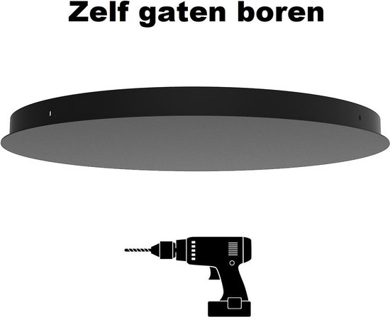 Plafondplaat Rond Ø50cm Zwart (zonder gaten) - diameter 50cm - zelf gaten boren > montageplaat zwart | plafondplaat zwart | lampen hang zwart | hanglamp zwart | hanglamp eetkamer zwart | hanglamp keuken zwart | led lamp zwart | sfeer lamp zwart