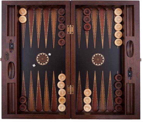 Thumbnail van een extra afbeelding van het spel Backgammon - Tavla - Handgemaakt - Hout - Luxe uitgave - 52 x 30 x 7,5 cm