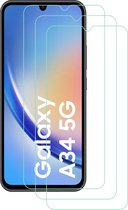 BixB screenprotector Geschikt voor Samsung Galaxy A34 gehard glas tempered glass bescherming – 3 PACK