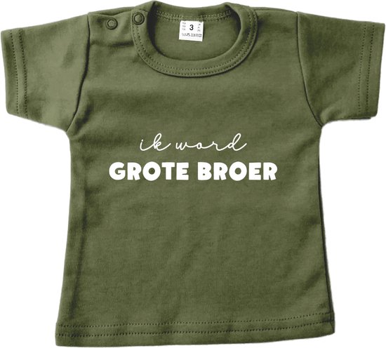 Baby t-shirt korte mouw - Ik word grote broer - Groen - Maat 80 - Zwanger - Geboorte - Big Brother - Aankondiging - Zwangerschapsaankondiging - Peuter - Dreumes