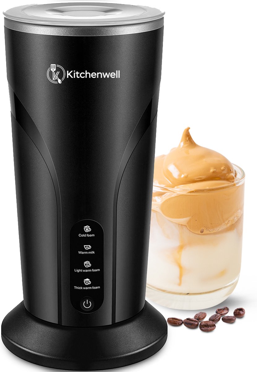 Mousseur à lait électrique Kitchenwell - 4-en-1 - 300 ML - 500W - Zwart |  bol.com