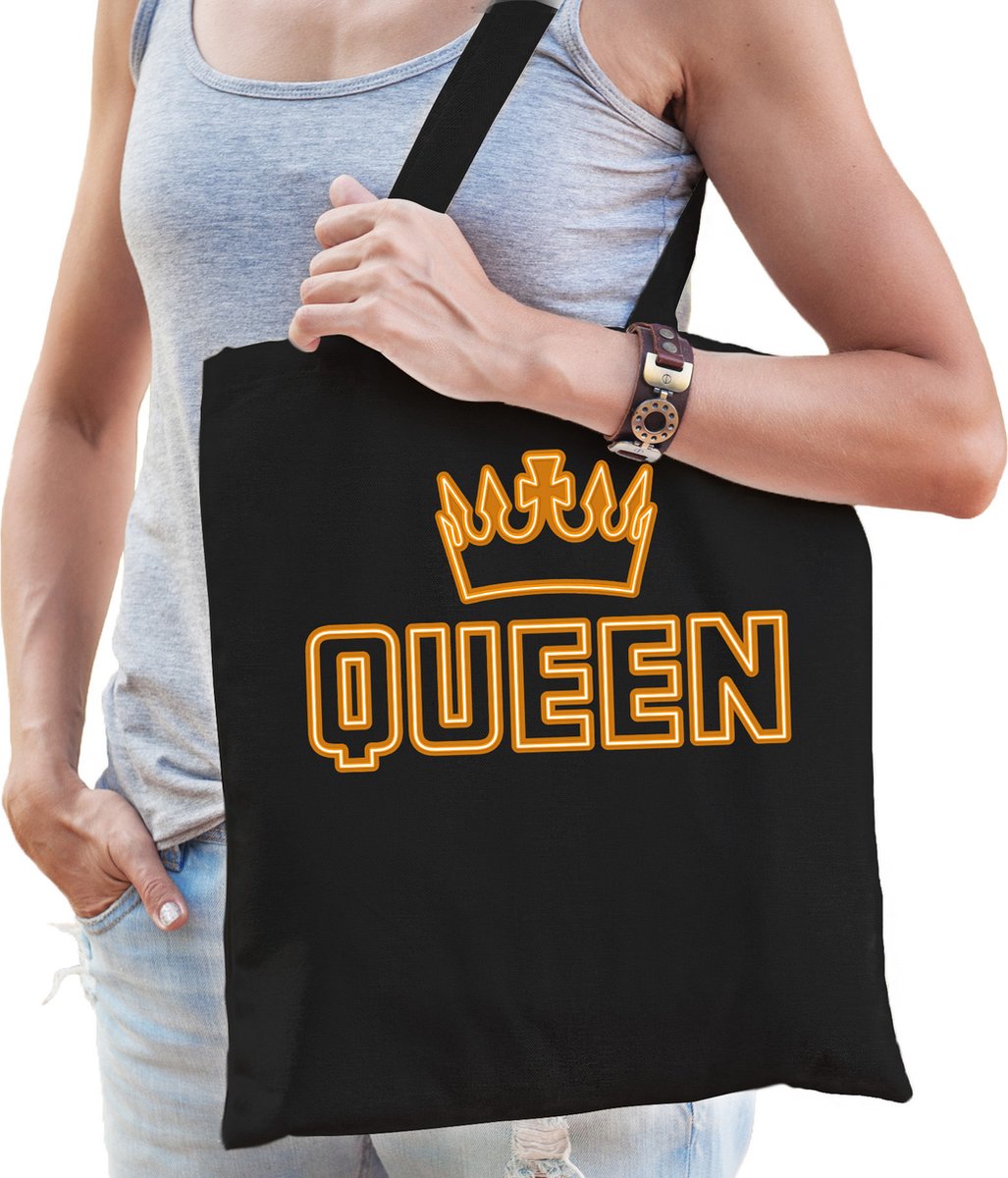 Bellatio Decorations Koningsdag shopper - queen - 42 x 38 cm - katoen