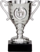 Trofee/prijs beker - met oren - zilver - metaal - 11 x 6 cm - sportprijs