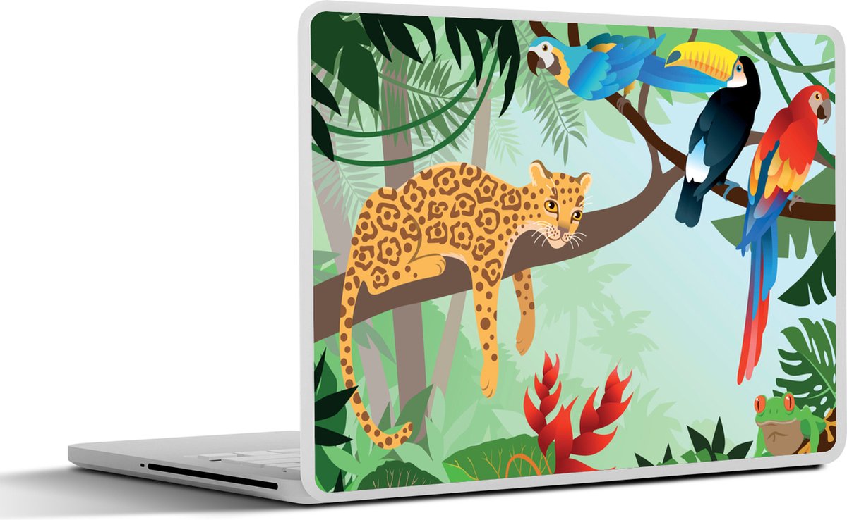 Laptop sticker - 13.3 inch - Jungle dieren - Toekan - Jongens - Meiden - Luipaard - 31x22,5cm - Laptopstickers - Laptop skin - Cover
