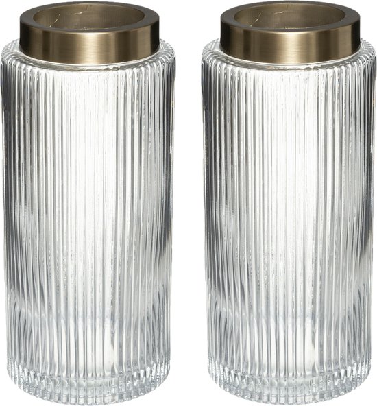 Atmosphera bloemenvaas - 2x - Elegance - Cilinder model - transparant - glas - H26 x D12 cm
