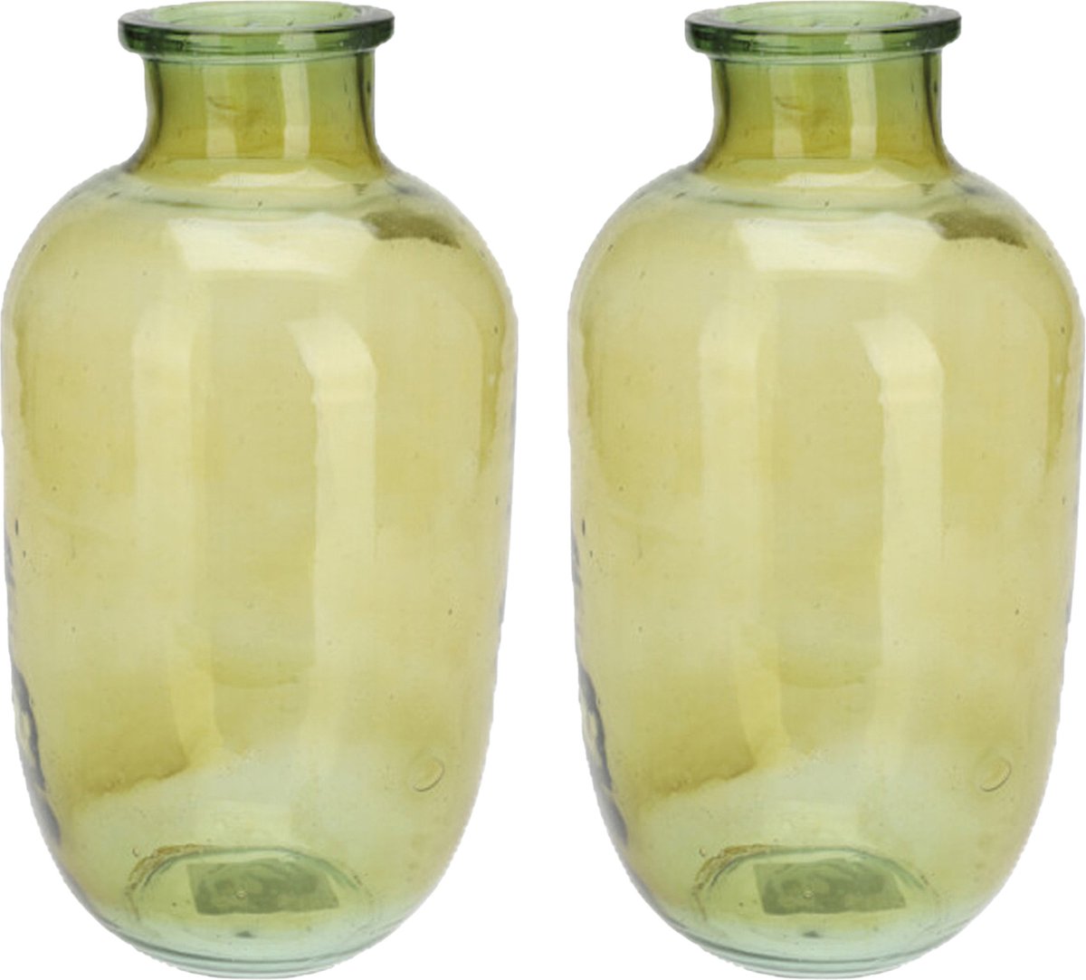 H&S Collection Bloemenvaas San Remo - 2x - glas - groen transparant - D18 x H35 cm