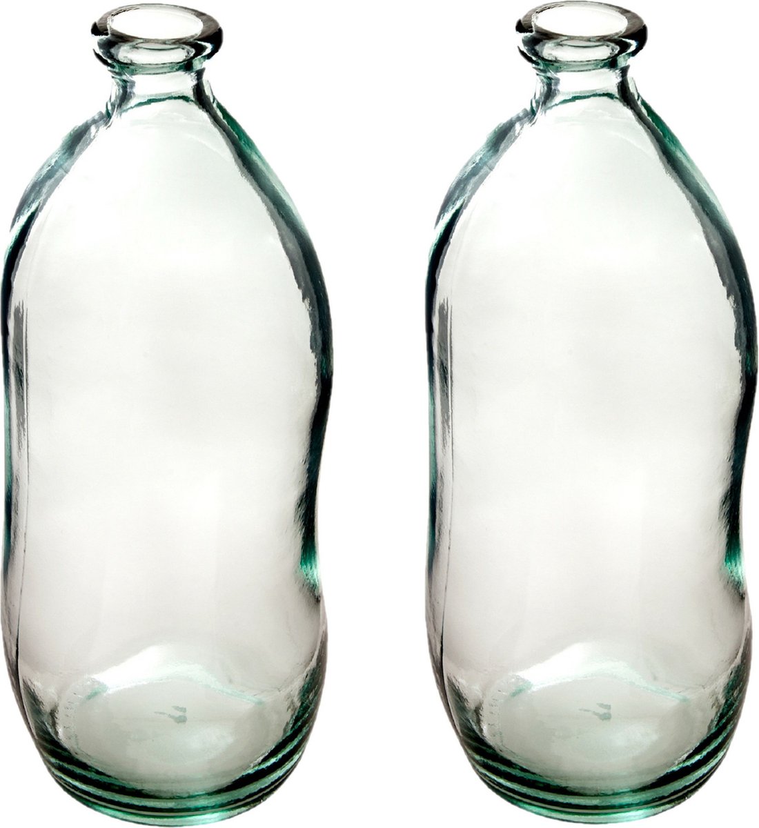 Atmosphera bloemenvaas Pisa - 2x - Organische fles vorm - helder transparant - glas - 36 x 15 cm