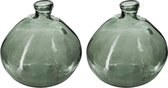 Atmosphera bloemenvaas Genua - 2x - Organische bol fles vorm - groen glas - H22 x D21 cm