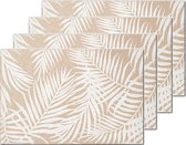 Zeller placemats palm bladeren print - 10x - linnen - 45 x 30 cm - beige