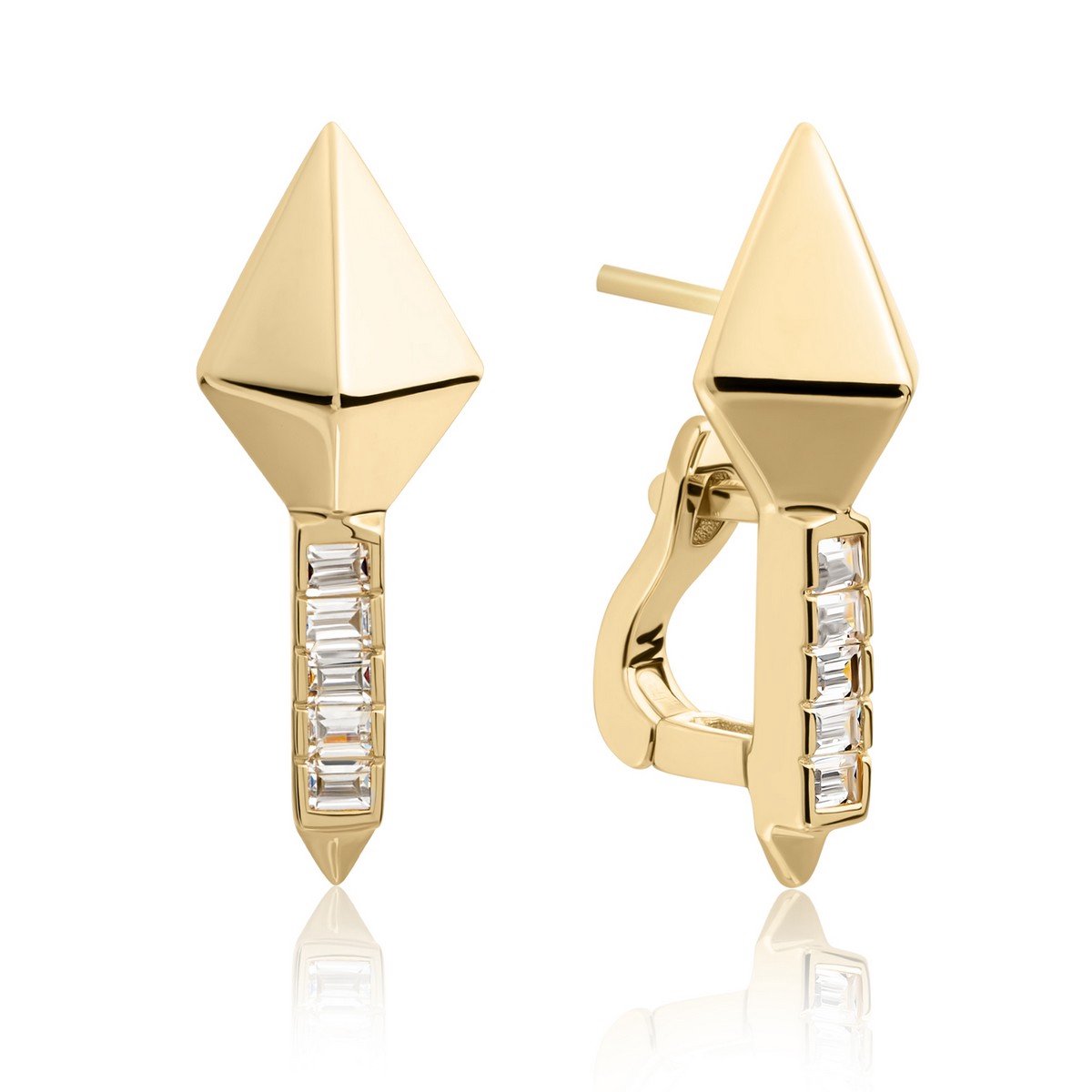 Sparkling Jewels Oorbellen | Polished Pyramid White CZ - Gold EAG27