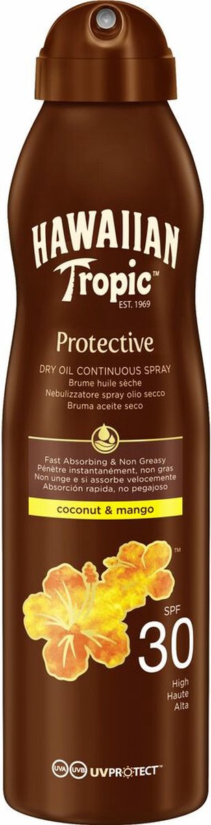 Hawaiian Tropic Protective Coconut & Mango Dry Oil Spray - SPF30 - 180ml - 1 stuk