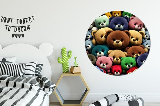 WallCircle - Cercle Mural - Cercle Mural - Ourson - Teddy - Design - Kids - Aluminium - Dibond - 120x120 cm - Intérieur et Extérieur XXL