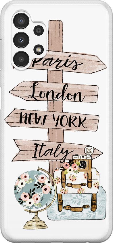 Coque Samsung Galaxy A13 4G en silicone - Où aller ensuite - Coque souple pour téléphone - Texte - Multi