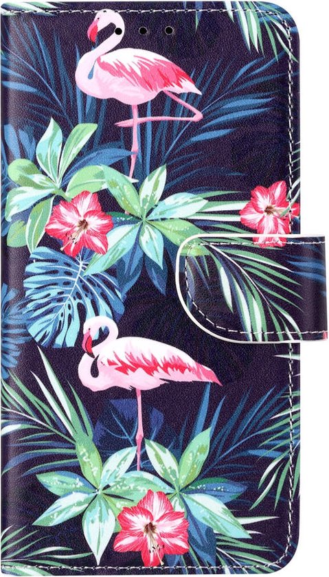 Cityhoesje – Samsung S10e – Bookcase incl. Pasjeshouder Flamingo Donkerblauw