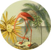 NIN-NIT - Beach Flamingo - Wandcirkel - Ø60 cm - gemaakt van aluminium - botanisch - bohemian - eclectisch