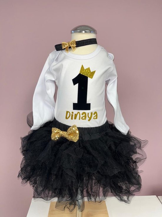 outfit d'anniversaire - robe d'anniversaire - 1 an - cakesmash - premier anniversaire - fille - robe - fille - anniversaire - ensemble d'anniversaire - eigen naam- vêtements de fête - ensemble d'anniversaire pour enfants Noa (taille 86)