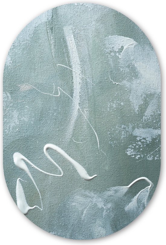 Muurovaal - Wandovaal - Kunststof Wanddecoratie - Ovalen Schilderij - Groen - Wit - Verf - Schilderen - 40x60 cm - Ovale spiegel vorm op kunststof