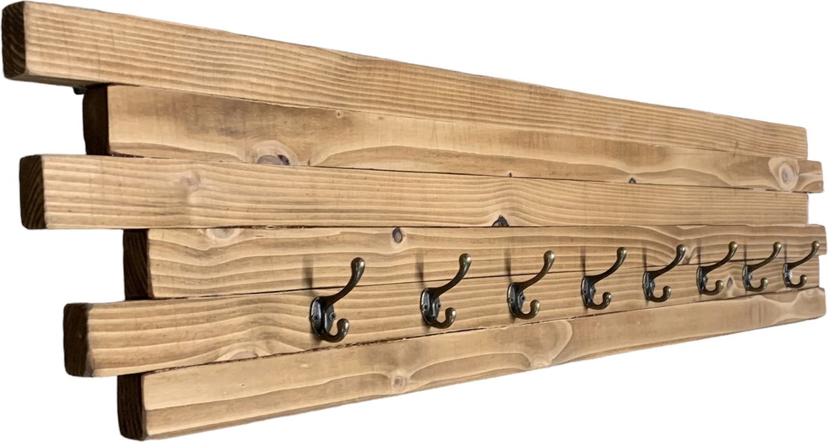 Houten kapstokhaak, 4 stuks houten wandhaak, houten vachthanger voor hangende kleding, hoed, sjaals en hoofdtelefoon in slaapkamer, woonkamer, gang (3 x 8 cm, schuine walnoot
