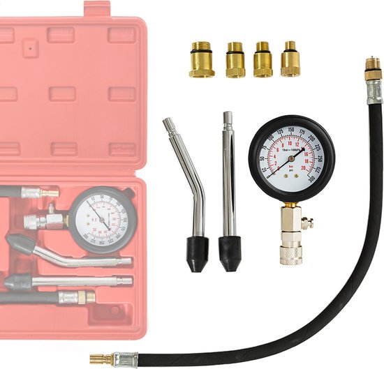 Kit Testeur Compression Moteur Essence QWORK - Jauge 300 PSI Avec Adaptateurs M10 M12 M14 M18