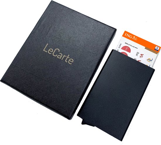 LeCarte® - Uitschuifbare Pasjeshouder - Zwart - Aluminium - Unisex - Geschikt voor 7 pasjes