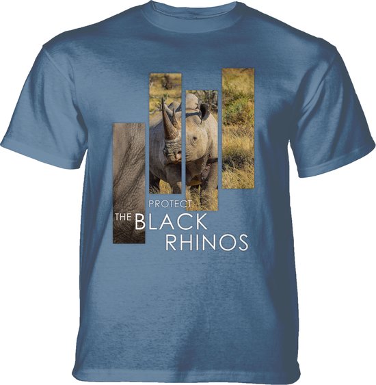 T-shirt Protect Black Rhino Split Portrait Blue 5XL