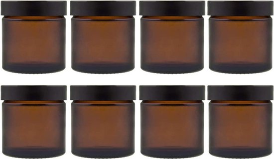 Lege Zalfpotjes / Crèmepotjes 60ml met deksel 25 stuks amber glas
