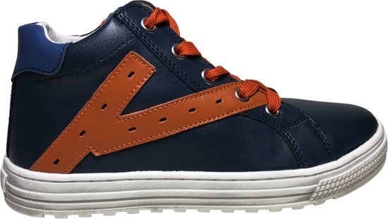 Naturino -Snip High - mt 29 - veter rits hoge lederen sneakers - navy orange