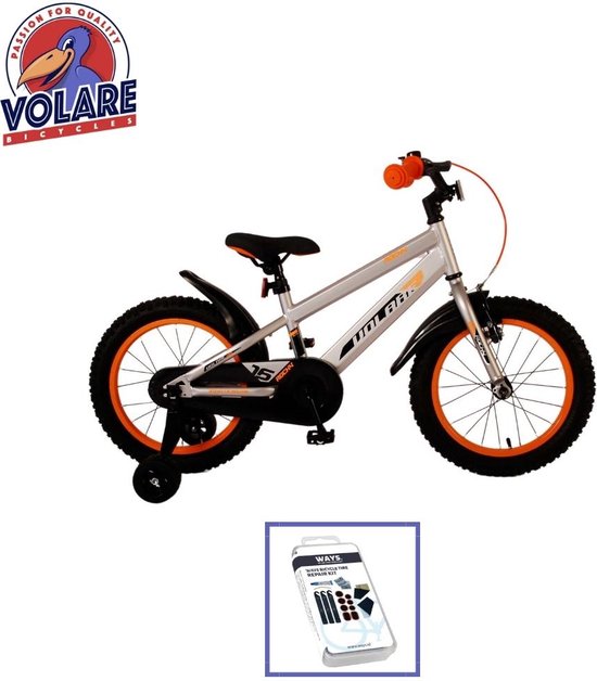 Volare Kinderfiets Rocky - 18 inch - Grijs - Inclusief WAYS Bandenplakset