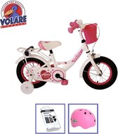 Vélo pour enfants Volare Ashley - 12 pouces - Wit - Avec casque de vélo et accessoires