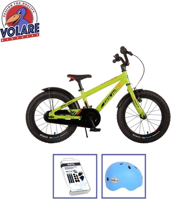 Volare Kinderfiets Rocky - 16 inch - Groen - Inclusief fietshelm &  accessoires | bol.com
