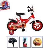 Volare Kinderfiets Disney Cars - 10 inch - Doortrapper - Met fietshelm en accessoires