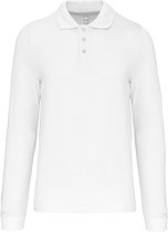 Herenpoloshirt met knopen en lange mouwen Wit - 4XL