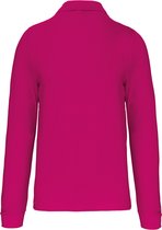 Herenpoloshirt met knopen en lange mouwen Fuchsia - 3XL